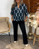 N&B Janny™ | Casual bluse med lange bukser og elegante patroner
