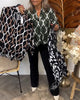 N&B Janny™ | Casual bluse med lange bukser og elegante patroner