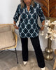 N&B Janny™ | Casual bluse med lange bukser og elegante patroner