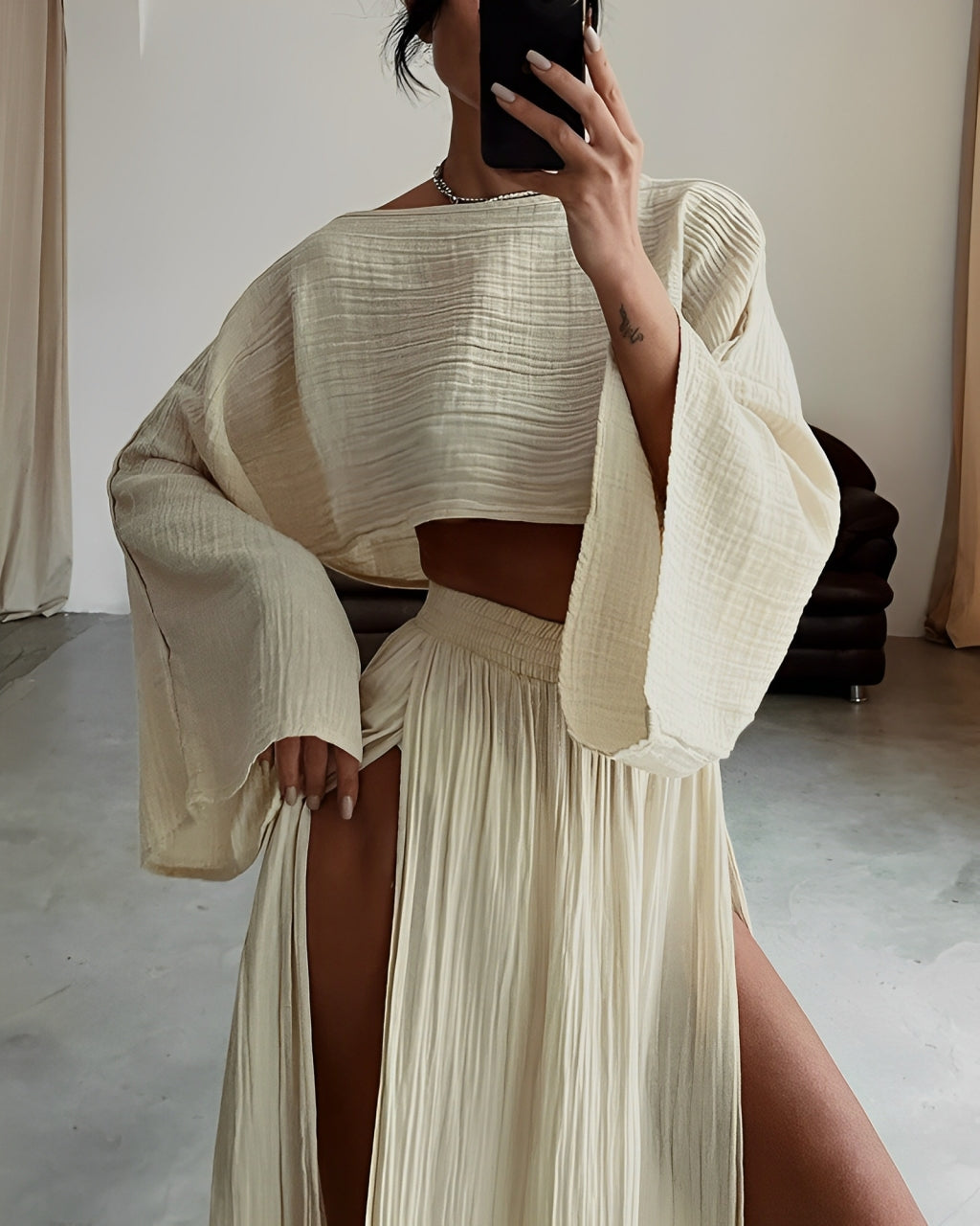 N&B SARA™ | CHIC SLIT TODELT SETT I LIN